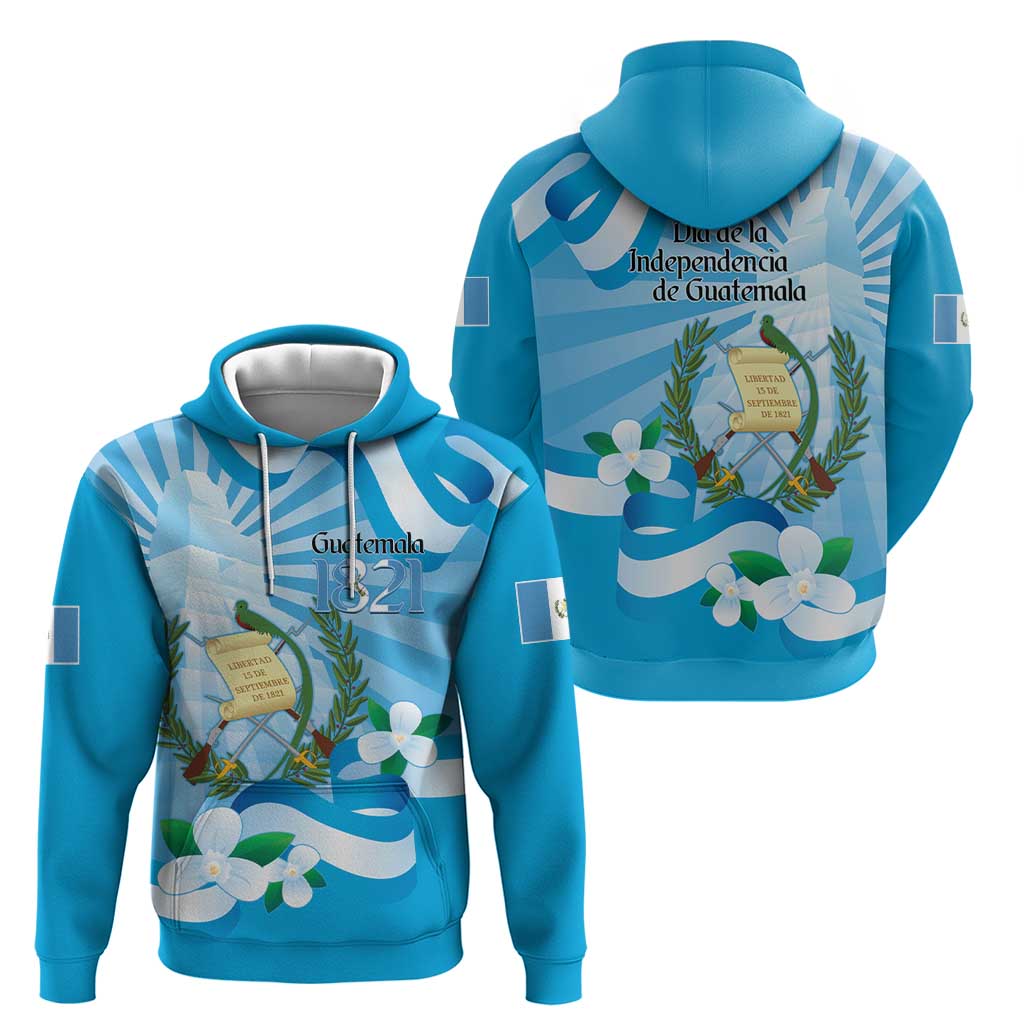 Guatemala Independence Day Hoodie Since 1821 Coat Of Arms With Tikal LT14
