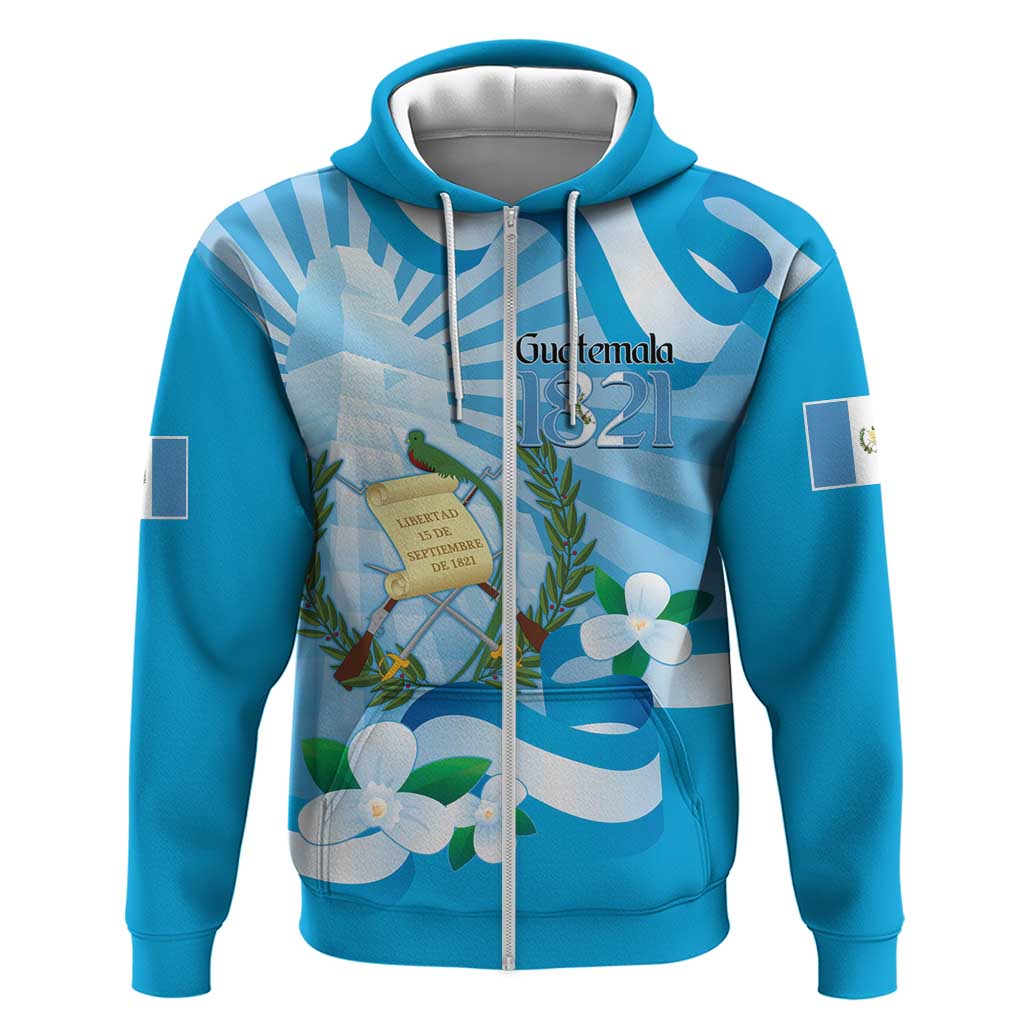 Guatemala Independence Day Hoodie Since 1821 Coat Of Arms With Tikal LT14