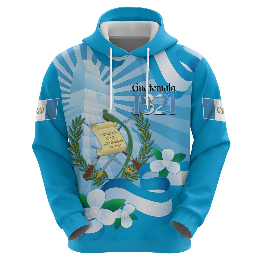 Guatemala Independence Day Hoodie Since 1821 Coat Of Arms With Tikal LT14