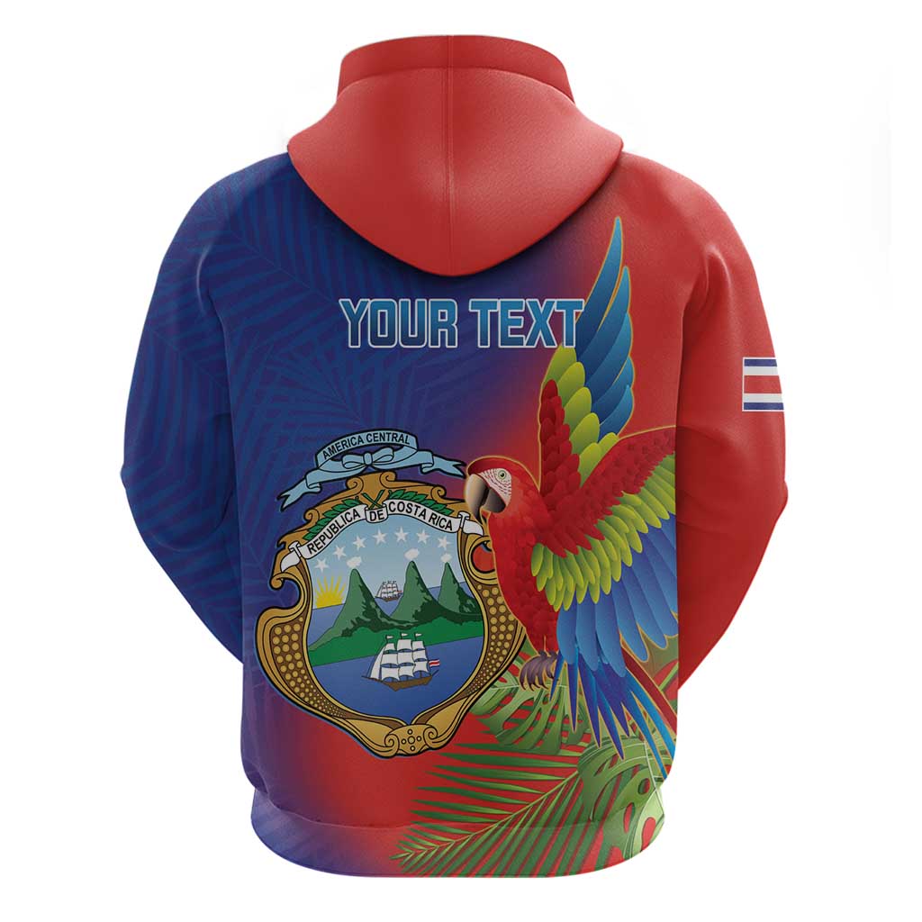 Personalized Costa Rica Independence Day Hoodie Scarlet Macaw Parrot With Coat Of Arms LT14