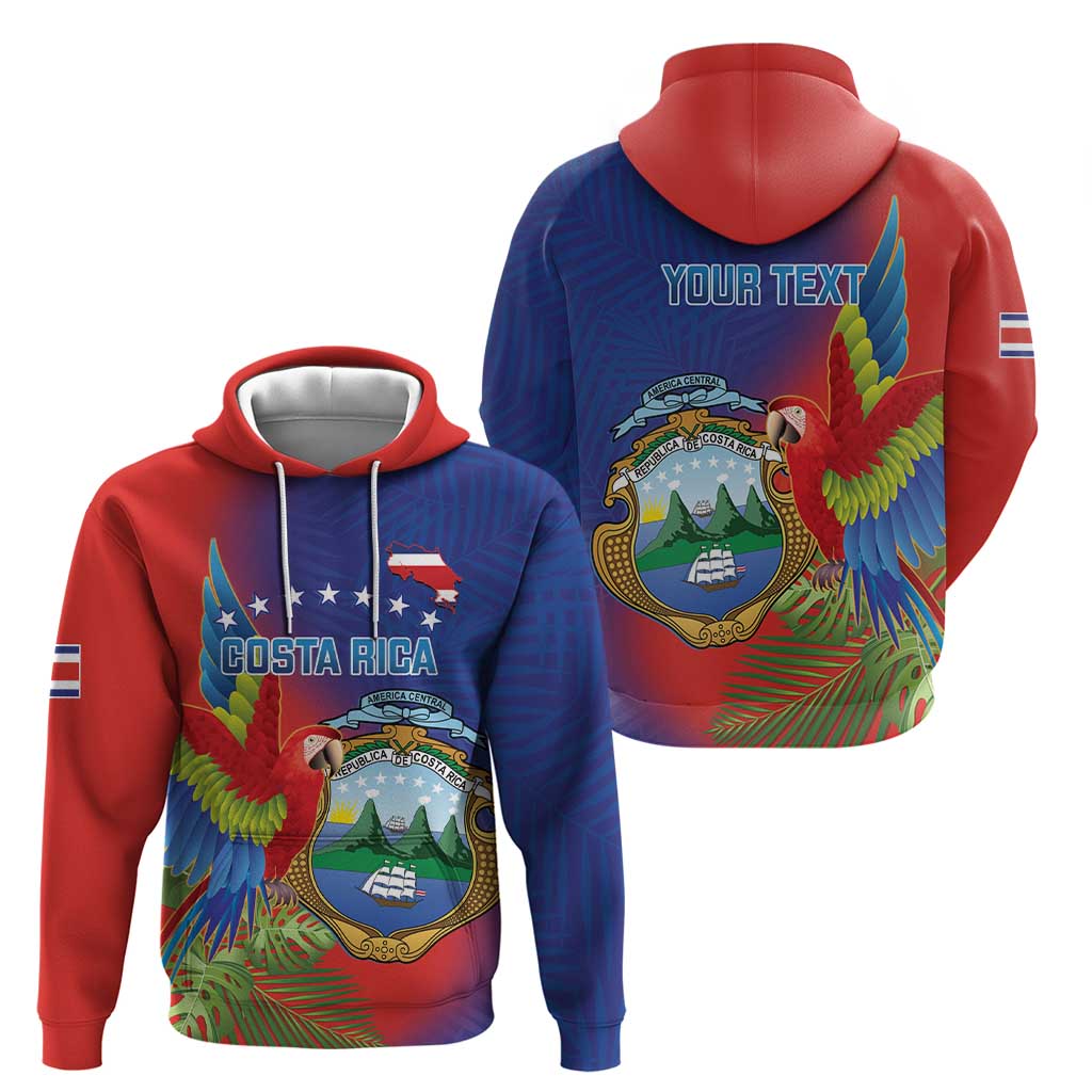 Personalized Costa Rica Independence Day Hoodie Scarlet Macaw Parrot With Coat Of Arms LT14