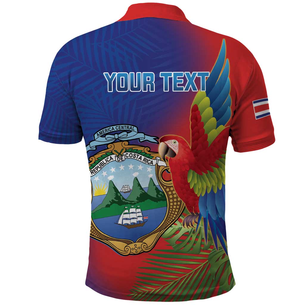 Personalized Costa Rica Independence Day Polo Shirt Scarlet Macaw Parrot With Coat Of Arms LT14