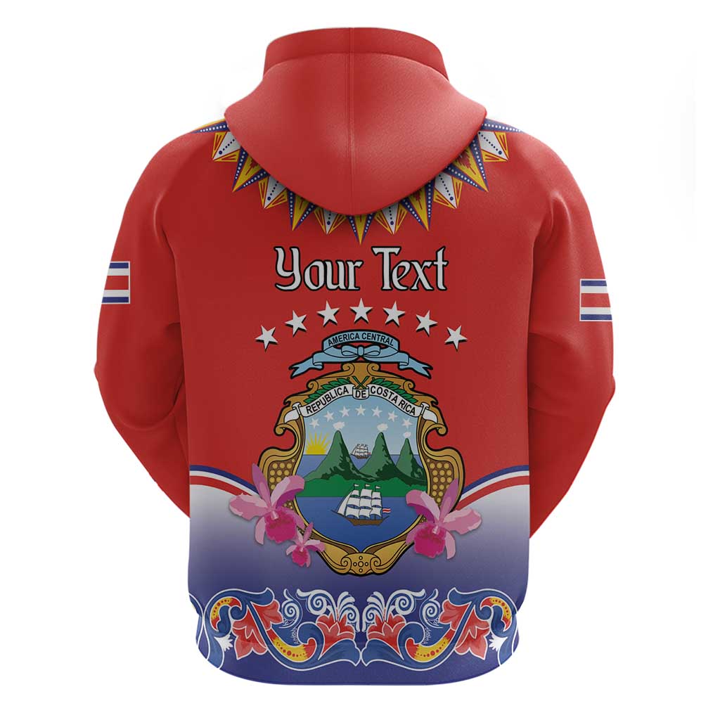 Personalized Costa Rica Independence Day Hoodie Guaria Morada With Folk Pattern LT14