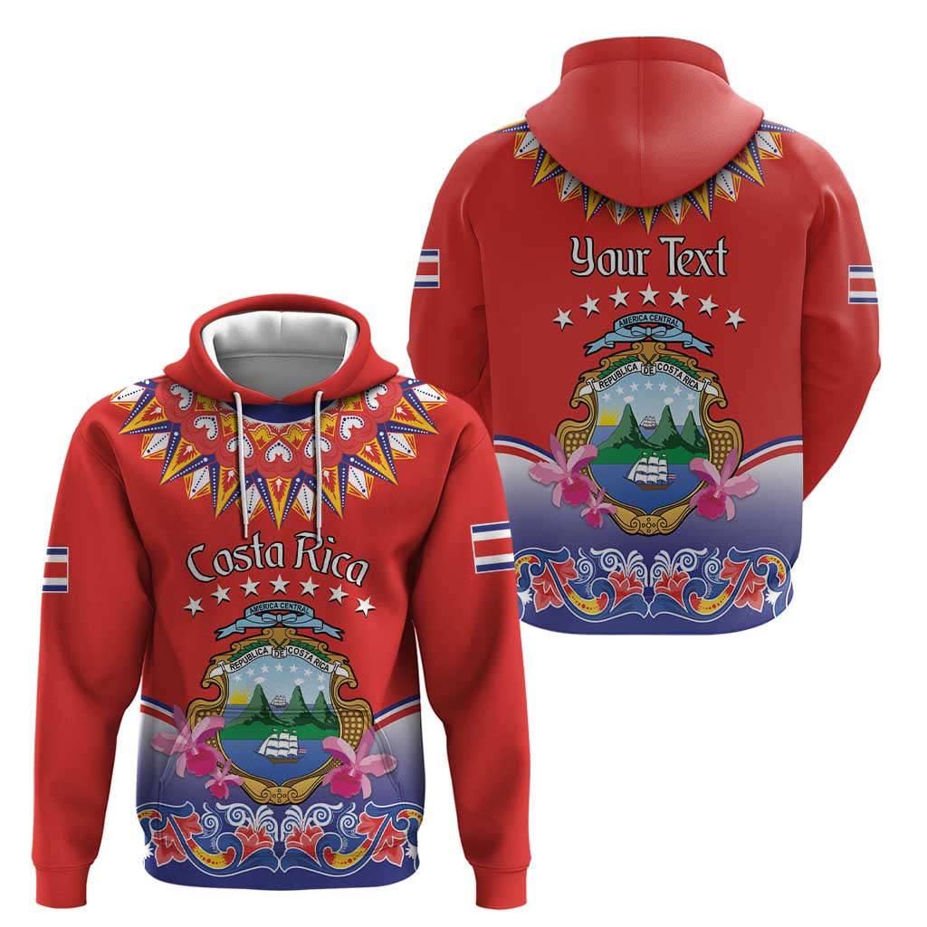 Personalized Costa Rica Independence Day Hoodie Guaria Morada With Folk Pattern LT14