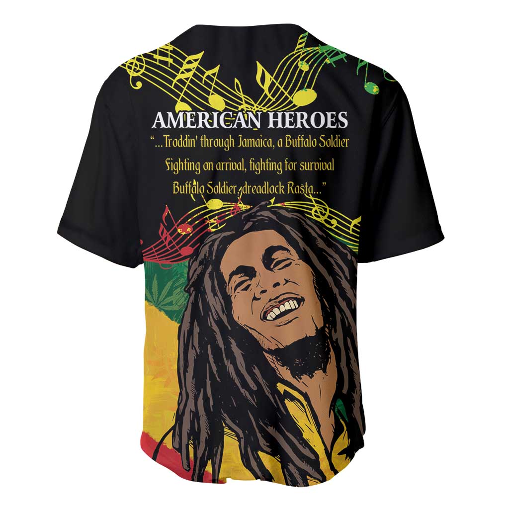 Afro Legend Bob Buffalo Soldier Baseball Jersey American Heroes Reggae Style LT14