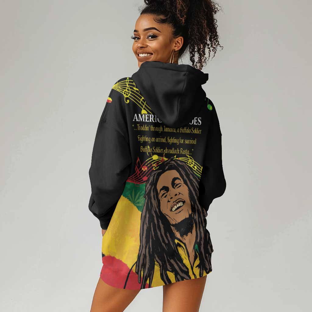 Afro Legend Bob Buffalo Soldier Hoodie Dress American Heroes Reggae Style LT14