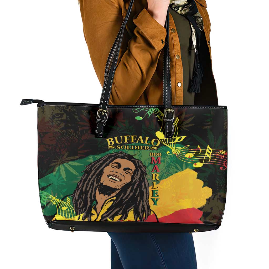 Legend Bob Buffalo Soldier Leather Tote Bag American Heroes Reggae Style LT14