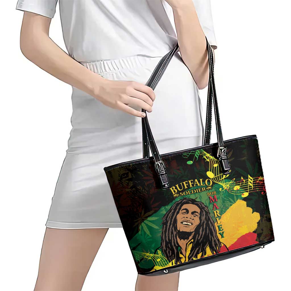 Legend Bob Buffalo Soldier Leather Tote Bag American Heroes Reggae Style LT14