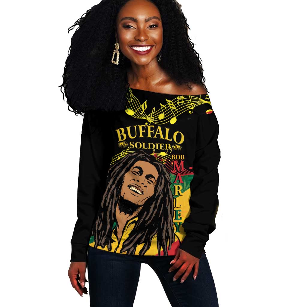 Afro Legend Bob Buffalo Soldier Off Shoulder Sweater American Heroes Reggae Style LT14