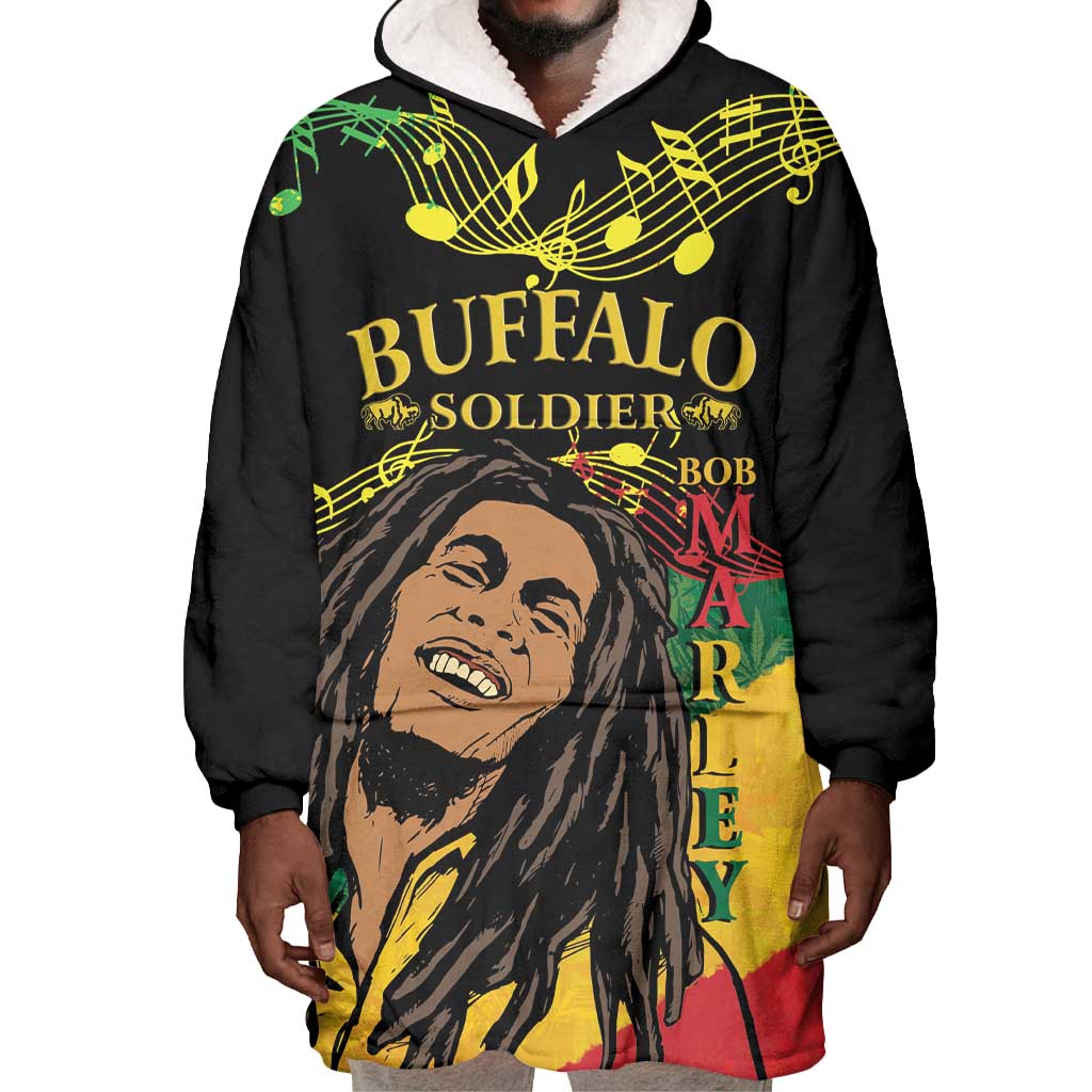Afro Legend Bob Buffalo Soldier Wearable Blanket Hoodie American Heroes Reggae Style LT14