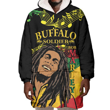 Afro Legend Bob Buffalo Soldier Wearable Blanket Hoodie American Heroes Reggae Style LT14
