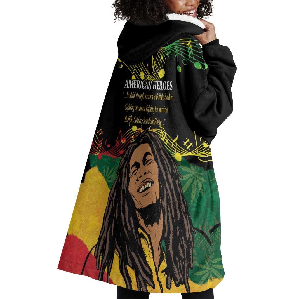 Afro Legend Bob Buffalo Soldier Wearable Blanket Hoodie American Heroes Reggae Style LT14