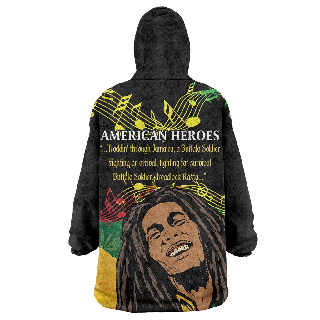 Afro Legend Bob Buffalo Soldier Wearable Blanket Hoodie American Heroes Reggae Style LT14