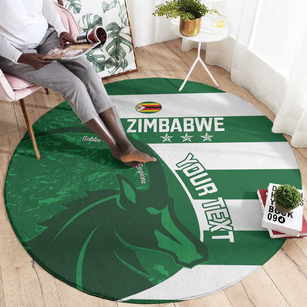 Zimbabwe Rugby Custom Round Carpet Sables 3rd Champions Proud LT14