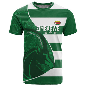 Zimbabwe Rugby Custom T shirt Sables 3rd Champions Proud LT14
