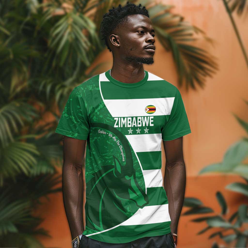 Zimbabwe Rugby Custom T shirt Sables 3rd Champions Proud LT14