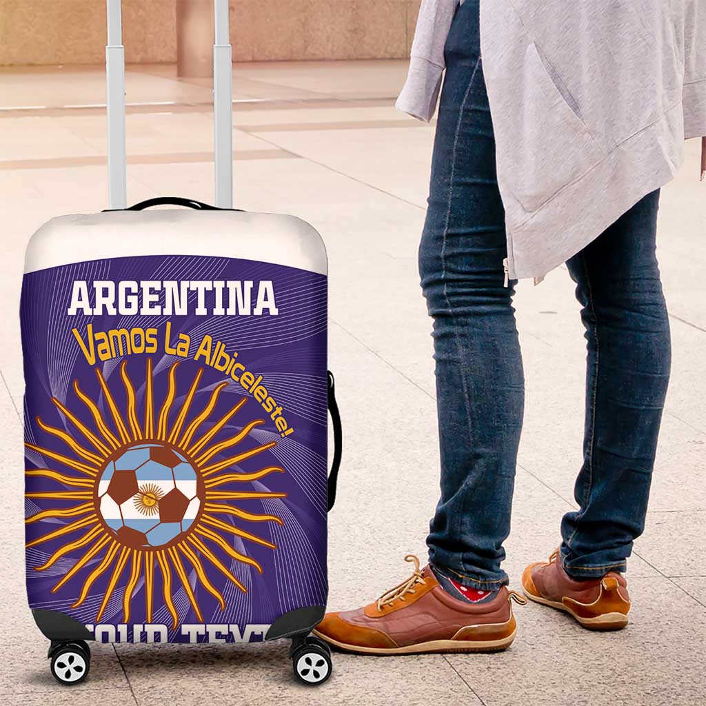 Custom Argentina Football Luggage Cover Vamos La Albiceleste Purple Version LT14