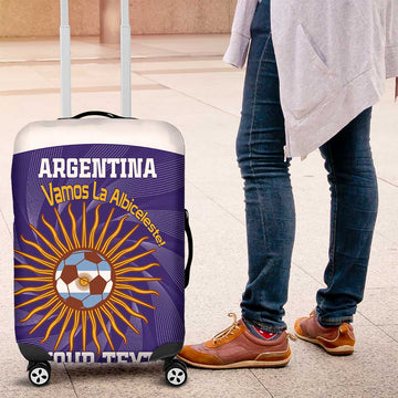 Custom Argentina Football Luggage Cover Vamos La Albiceleste Purple Version LT14