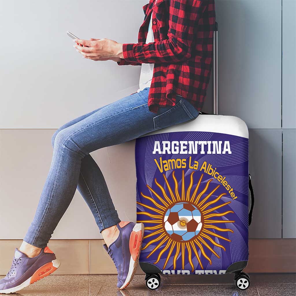 Custom Argentina Football Luggage Cover Vamos La Albiceleste Purple Version LT14