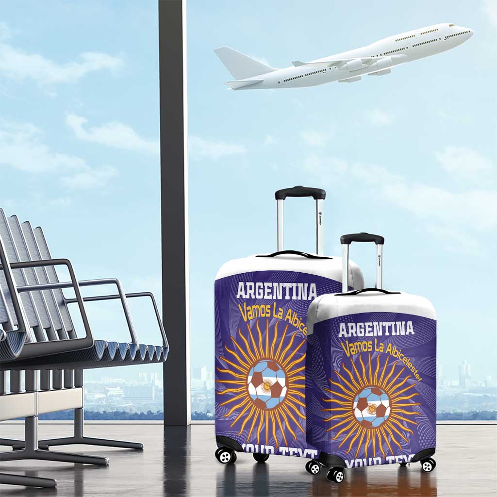 Custom Argentina Football Luggage Cover Vamos La Albiceleste Purple Version LT14