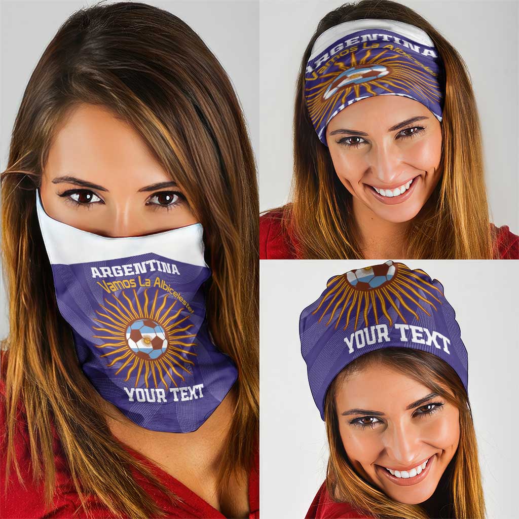 Custom Argentina Football Neck Gaiter Vamos La Albiceleste Purple Version LT14