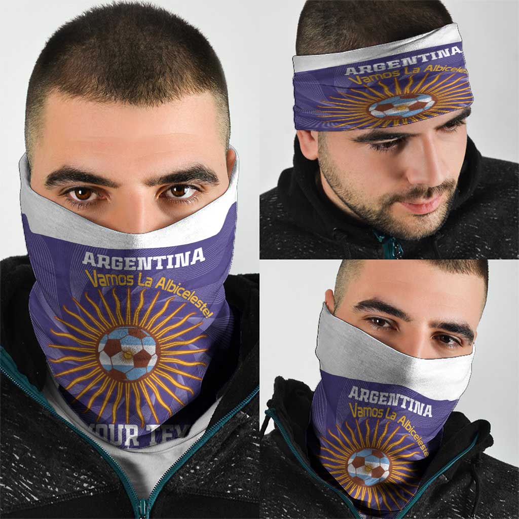 Custom Argentina Football Neck Gaiter Vamos La Albiceleste Purple Version LT14