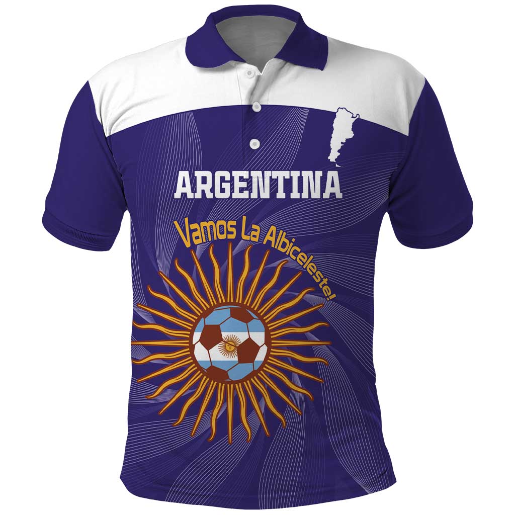 Custom Argentina Football Polo Shirt Vamos La Albiceleste Purple Version LT14