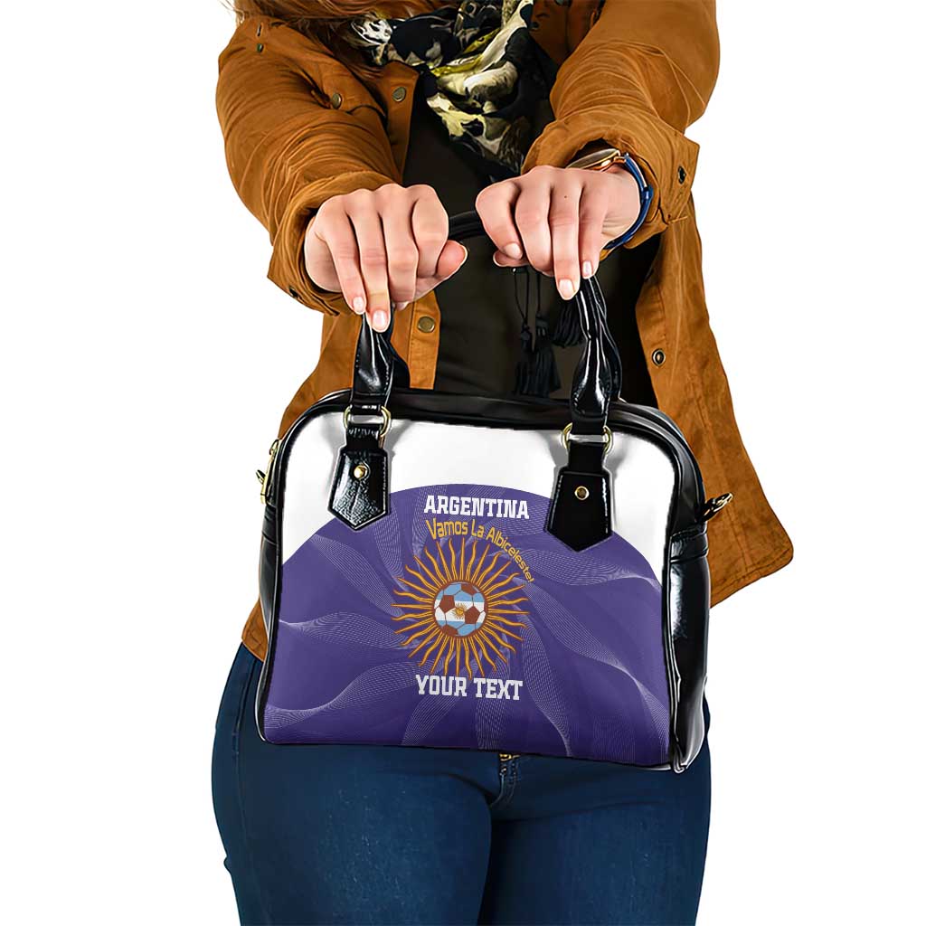 Custom Argentina Football Shoulder Handbag Vamos La Albiceleste Purple Version LT14