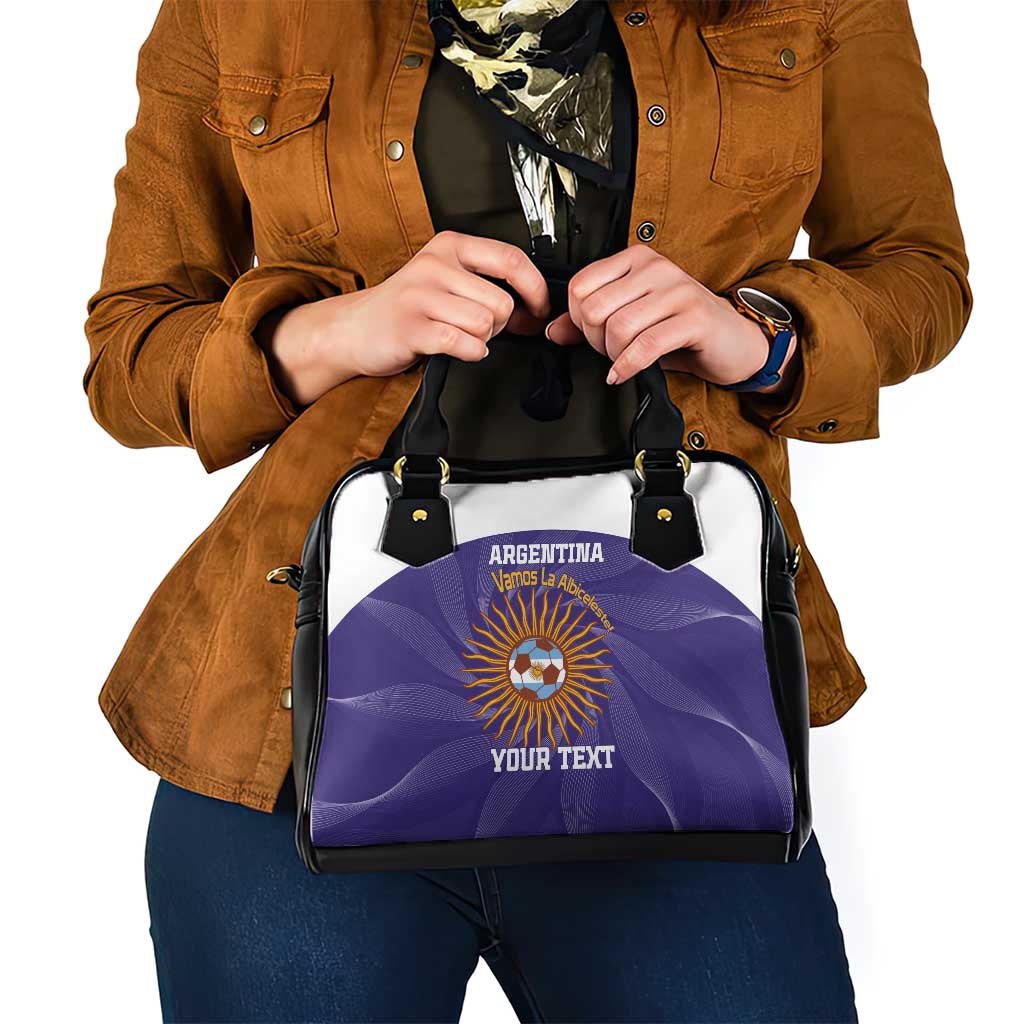 Custom Argentina Football Shoulder Handbag Vamos La Albiceleste Purple Version LT14