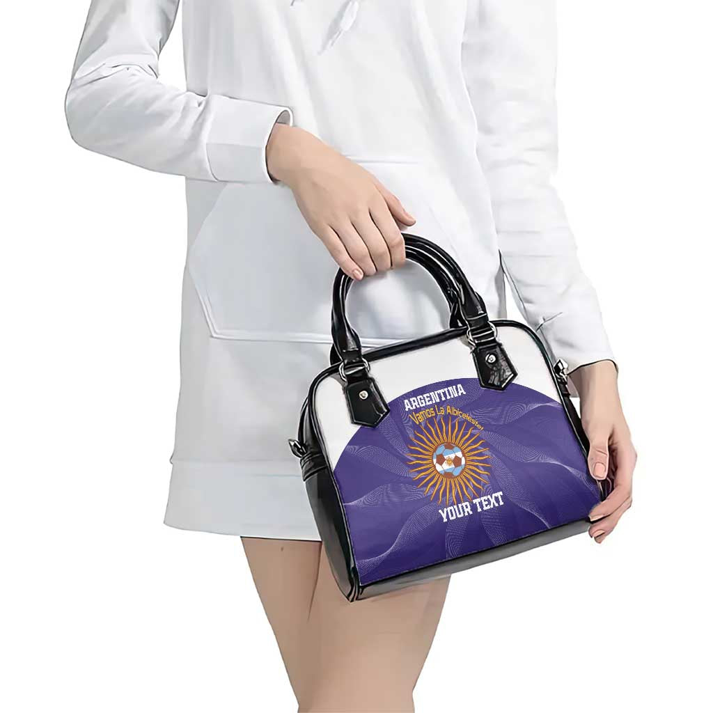 Custom Argentina Football Shoulder Handbag Vamos La Albiceleste Purple Version LT14