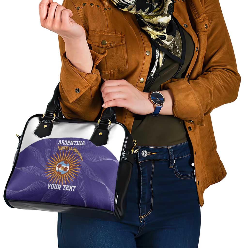 Custom Argentina Football Shoulder Handbag Vamos La Albiceleste Purple Version LT14