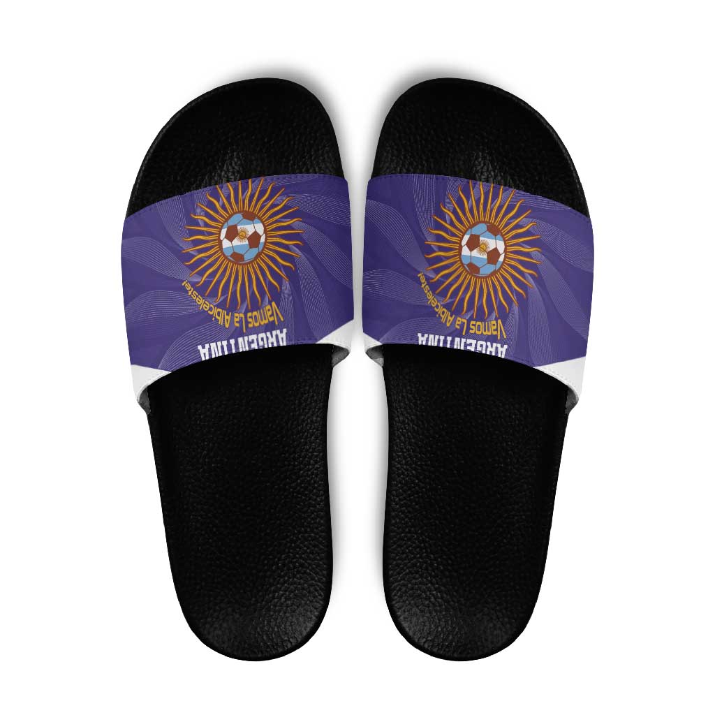 Custom Argentina Football Slide Sandals Vamos La Albiceleste Purple Version LT14
