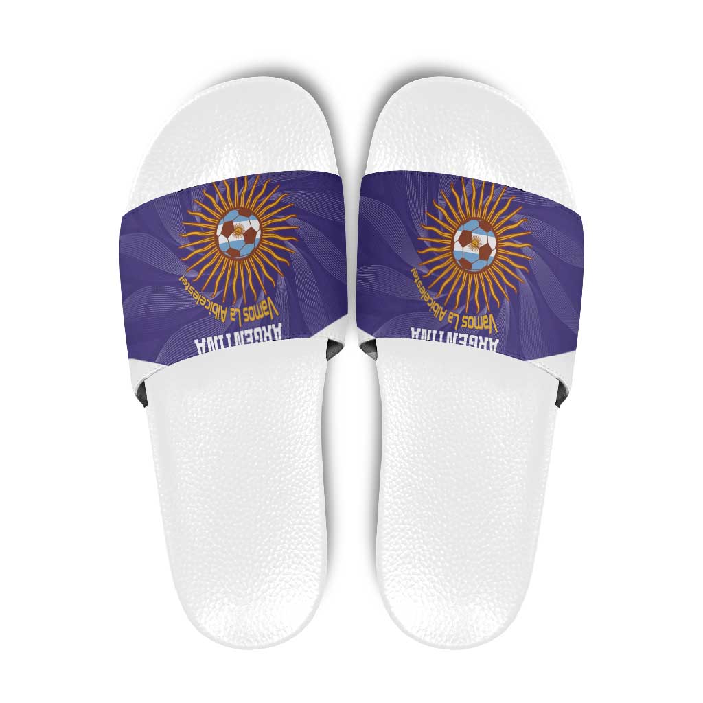 Custom Argentina Football Slide Sandals Vamos La Albiceleste Purple Version LT14