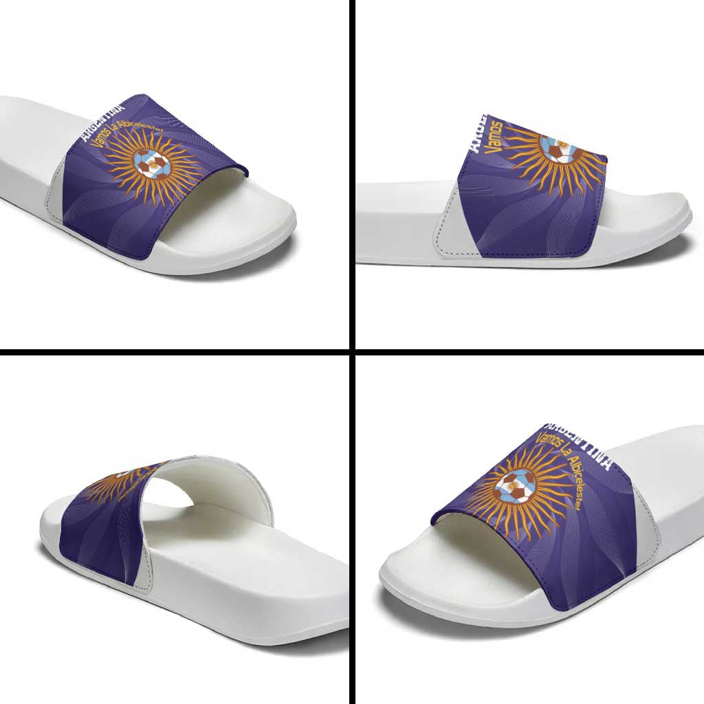 Custom Argentina Football Slide Sandals Vamos La Albiceleste Purple Version LT14