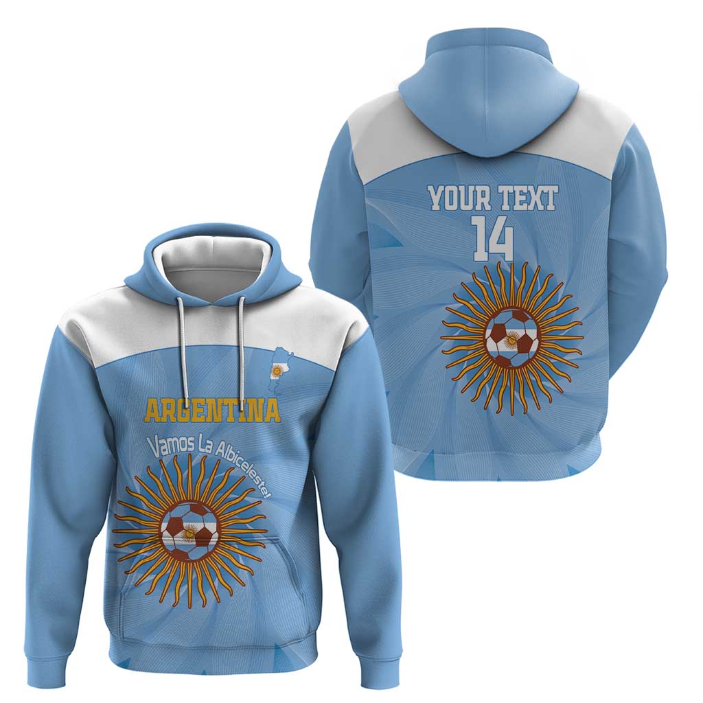 Custom Argentina Football Hoodie Vamos La Albiceleste Blue Version LT14