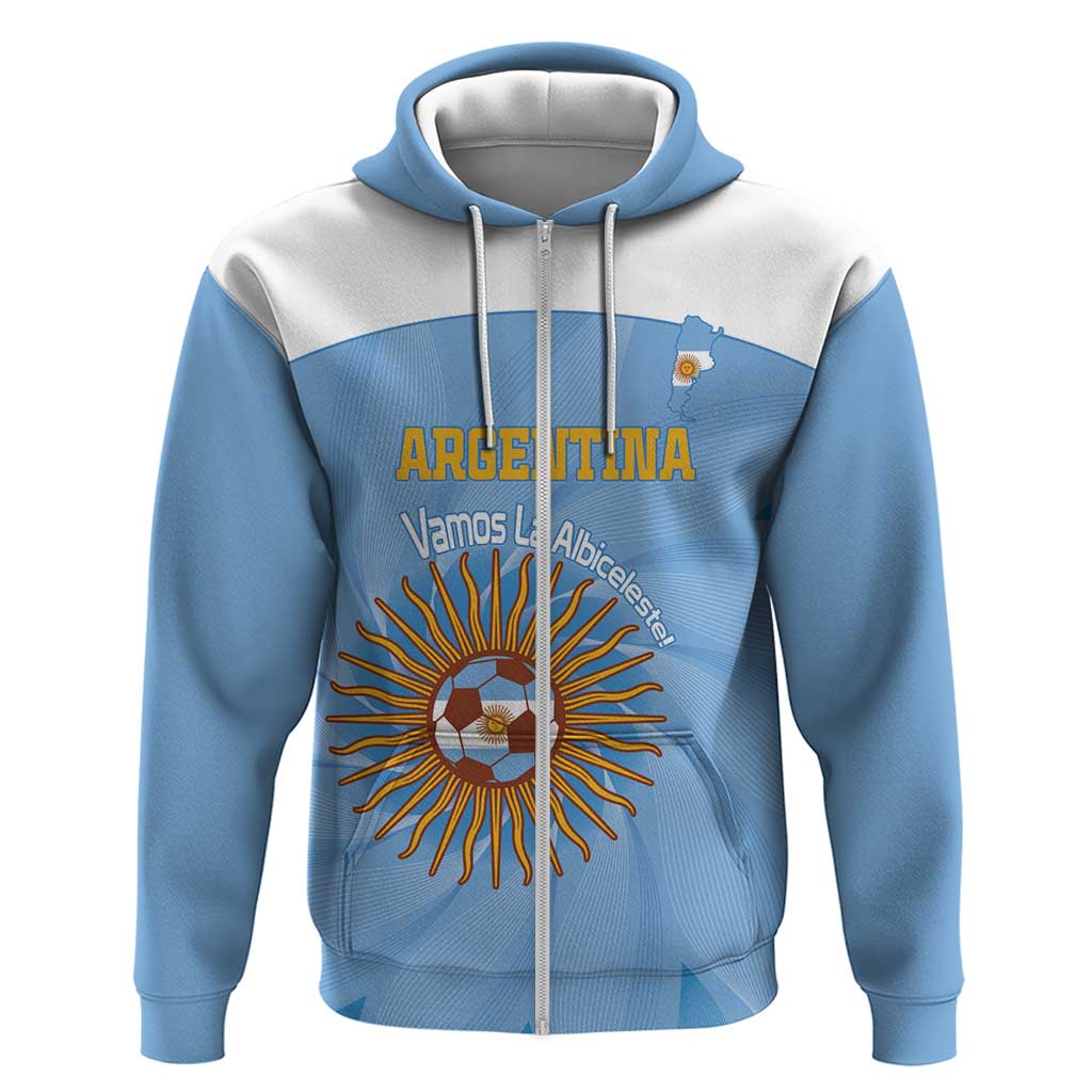 Custom Argentina Football Hoodie Vamos La Albiceleste Blue Version LT14