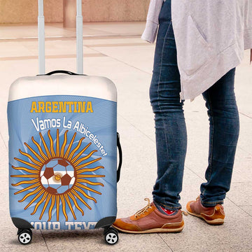 Custom Argentina Football Luggage Cover Vamos La Albiceleste Blue Version LT14