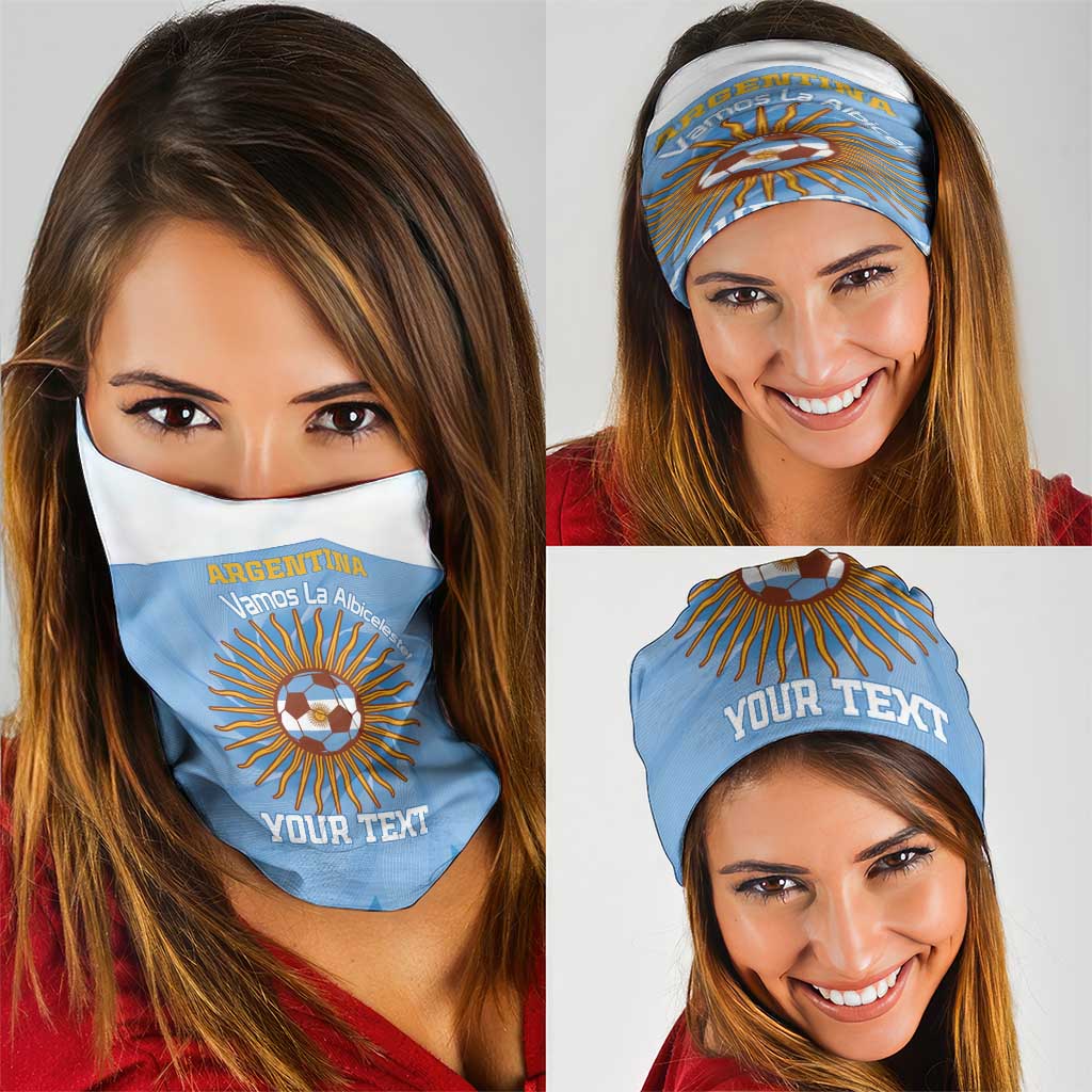 Custom Argentina Football Neck Gaiter Vamos La Albiceleste Blue Version LT14