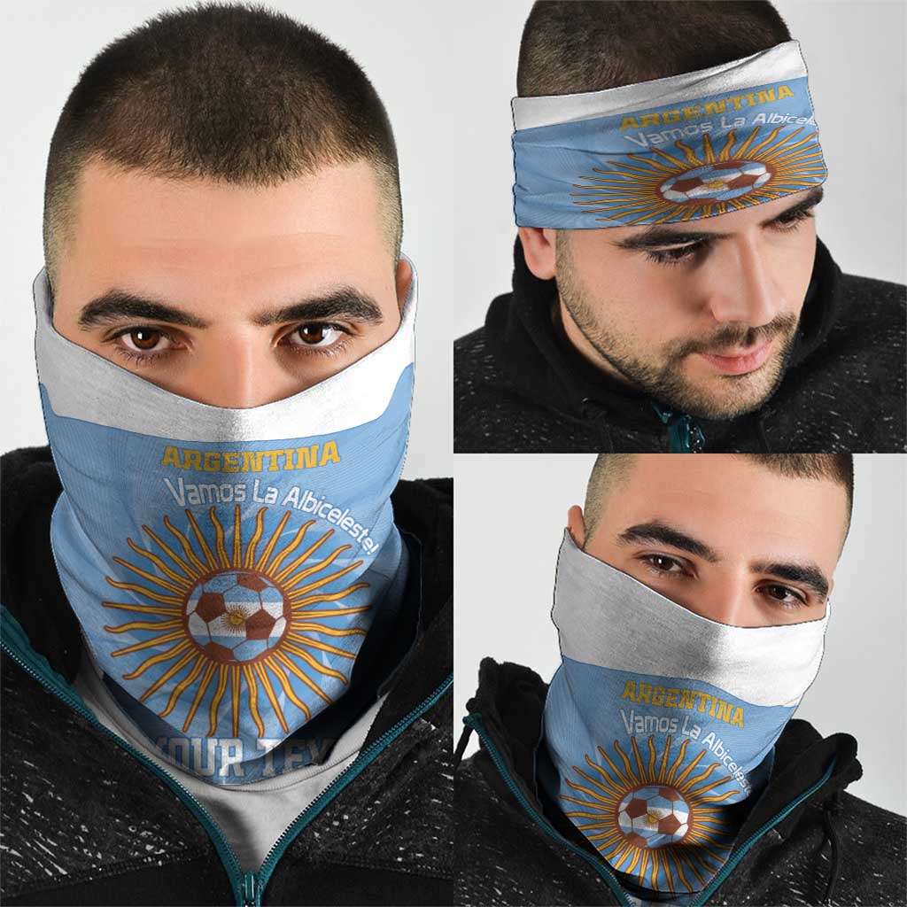 Custom Argentina Football Neck Gaiter Vamos La Albiceleste Blue Version LT14