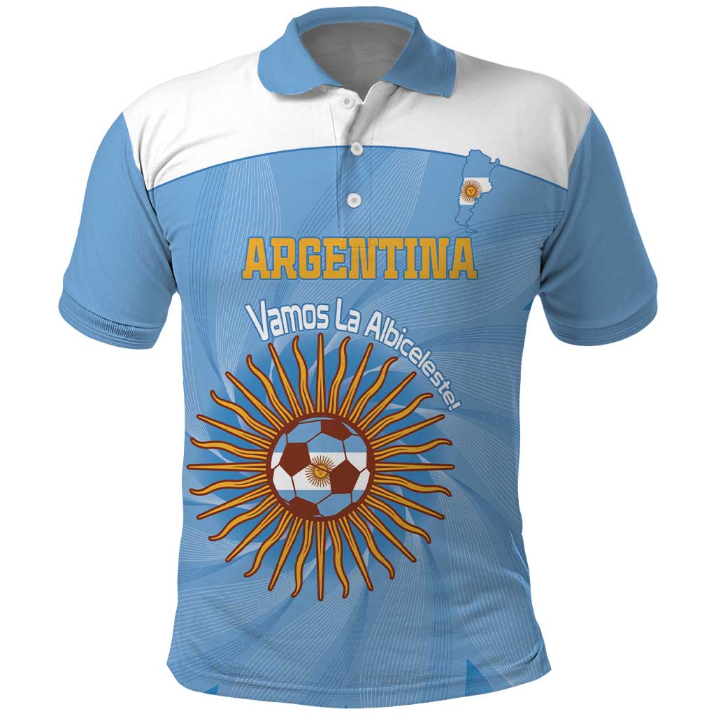 Custom Argentina Football Polo Shirt Vamos La Albiceleste Blue Version LT14