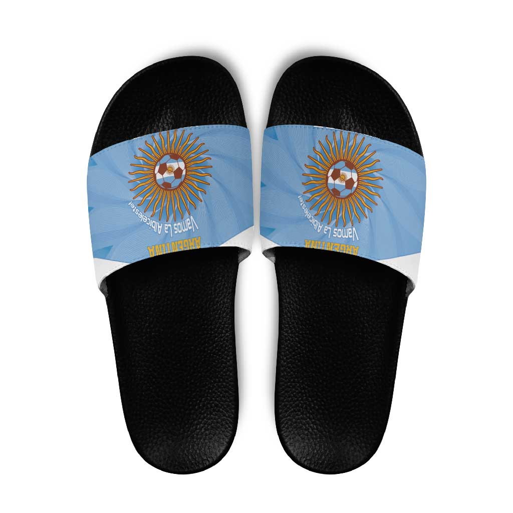 Custom Argentina Football Slide Sandals Vamos La Albiceleste Blue Version LT14
