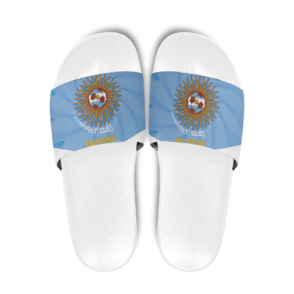 Custom Argentina Football Slide Sandals Vamos La Albiceleste Blue Version LT14
