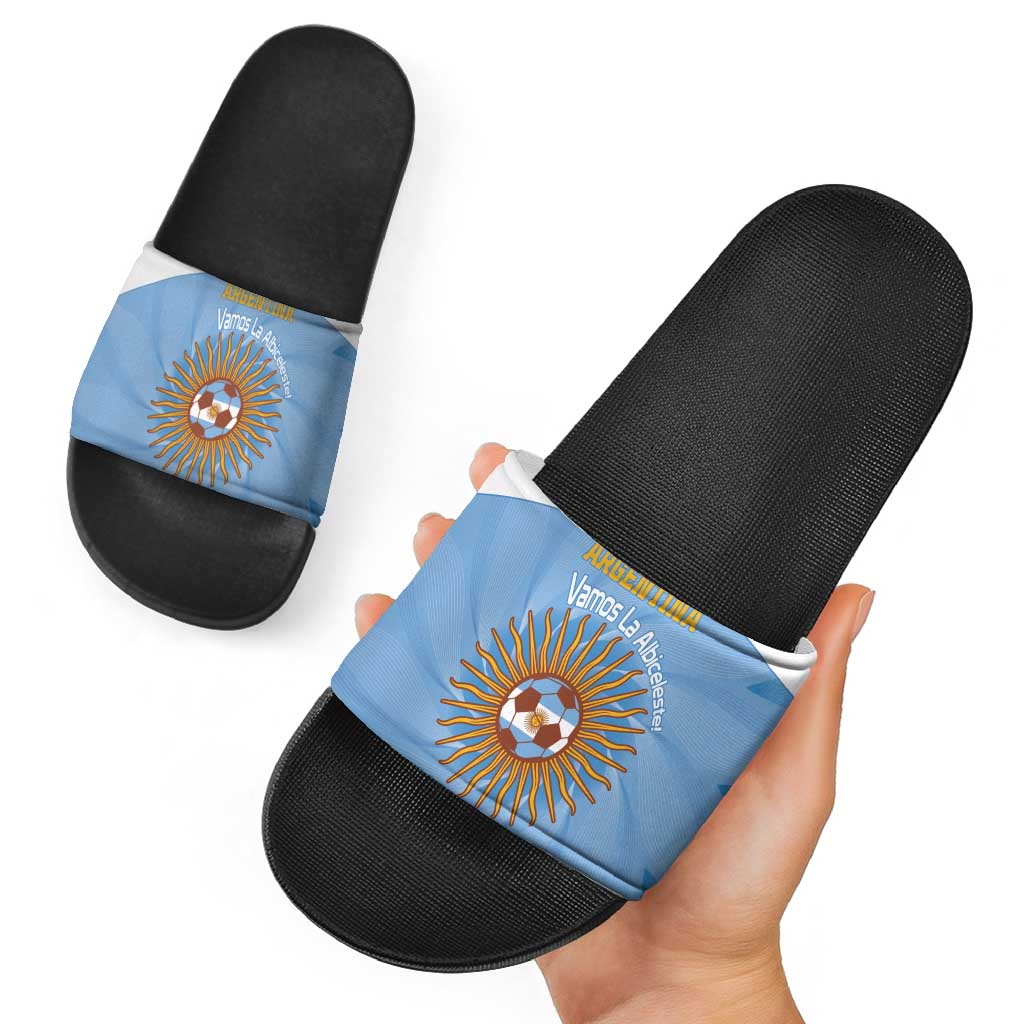 Custom Argentina Football Slide Sandals Vamos La Albiceleste Blue Version LT14