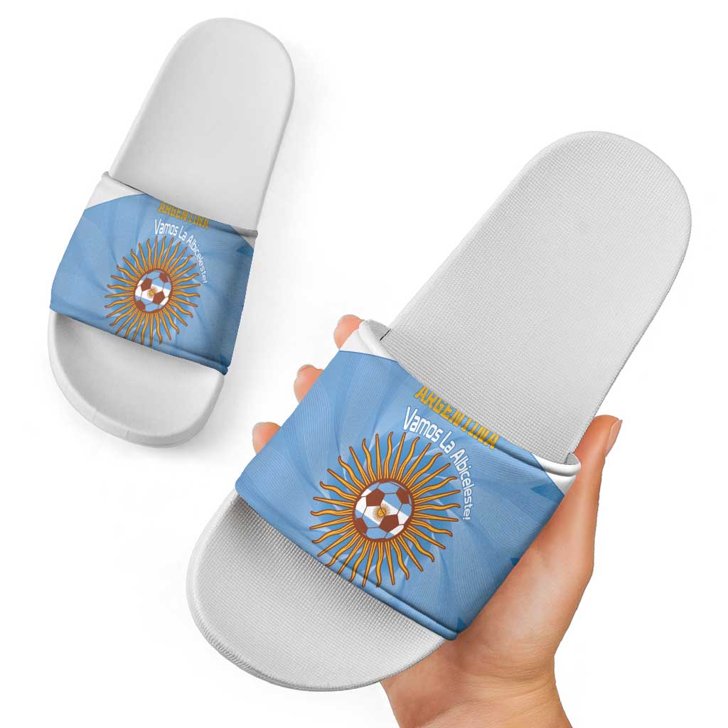 Custom Argentina Football Slide Sandals Vamos La Albiceleste Blue Version LT14