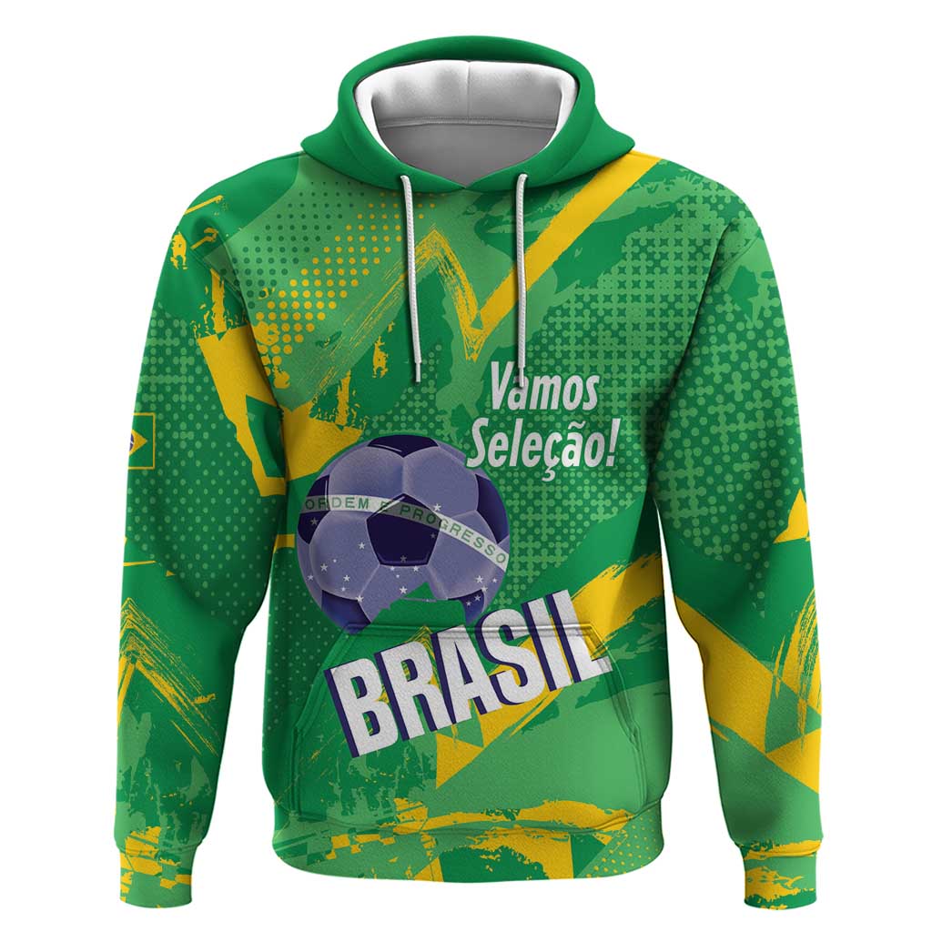 Custom Brazil Football Hoodie Vamos Selecao Brushes Style LT14