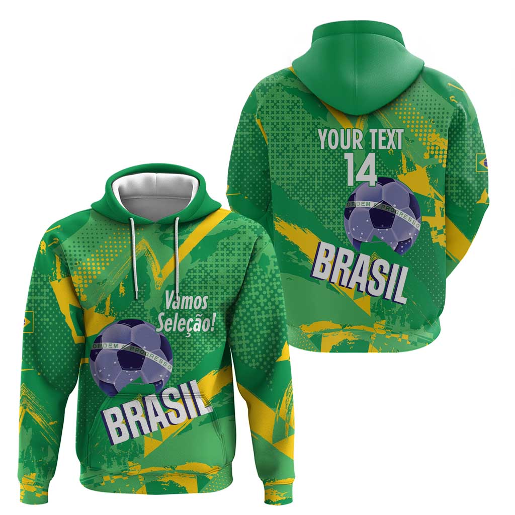 Custom Brazil Football Hoodie Vamos Selecao Brushes Style LT14