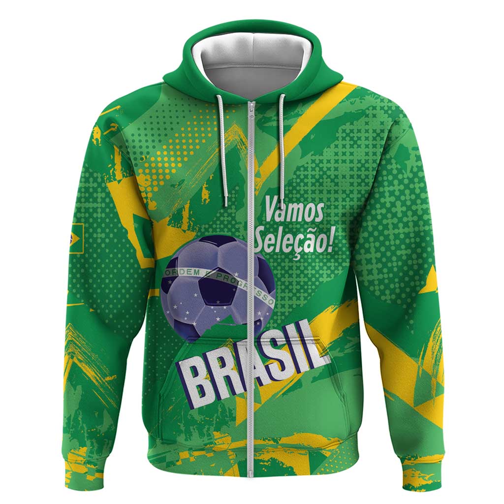 Custom Brazil Football Hoodie Vamos Selecao Brushes Style LT14
