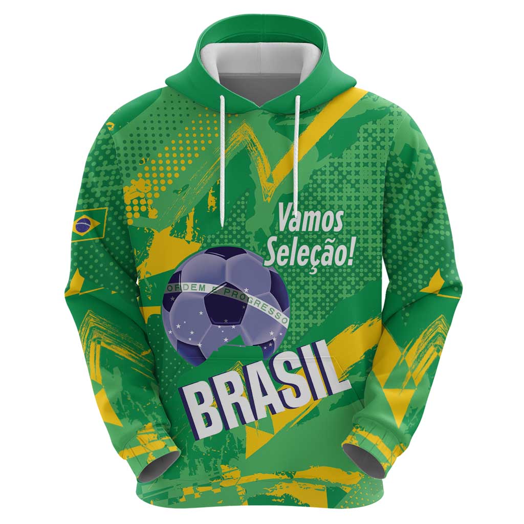 Custom Brazil Football Hoodie Vamos Selecao Brushes Style LT14