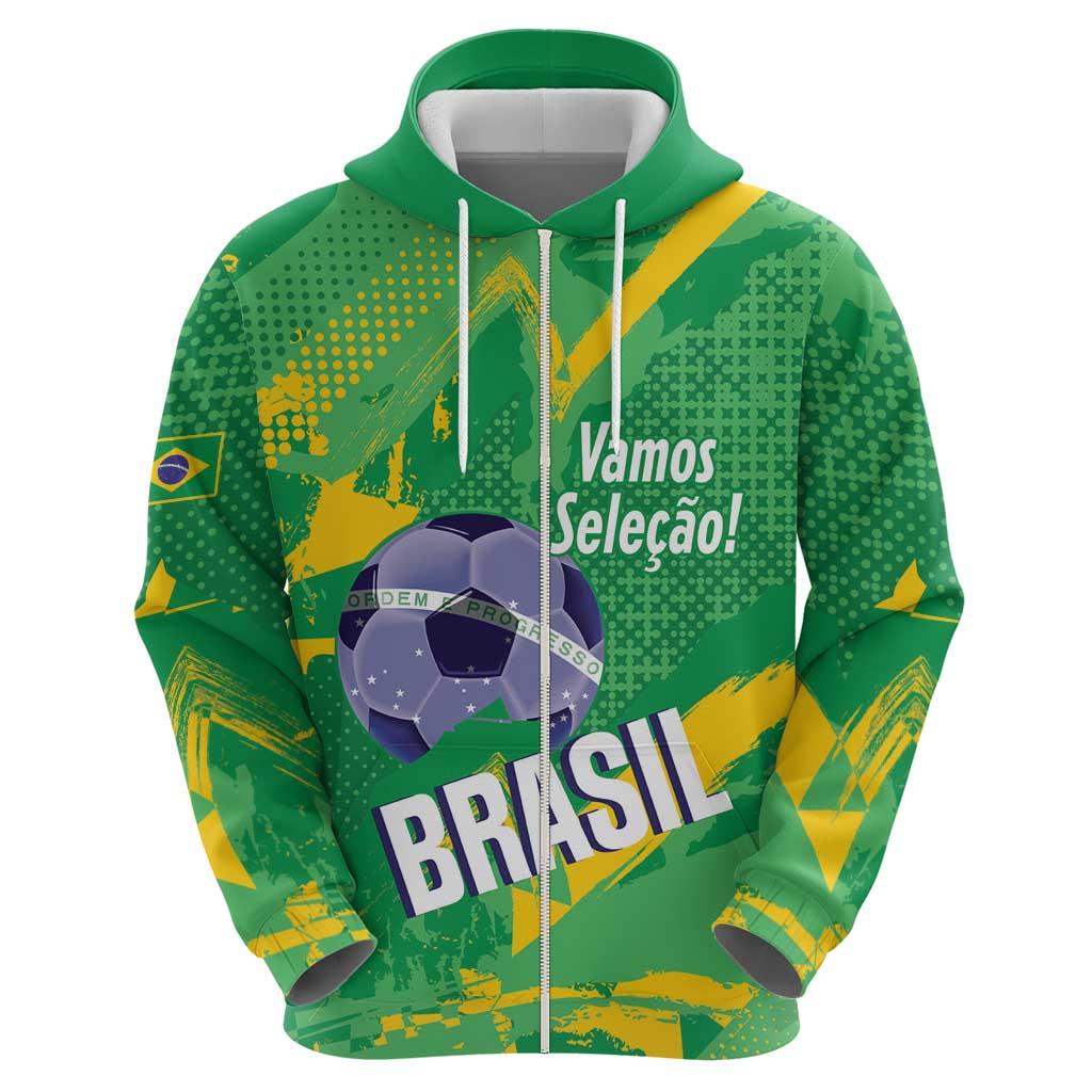 Custom Brazil Football Hoodie Vamos Selecao Brushes Style LT14