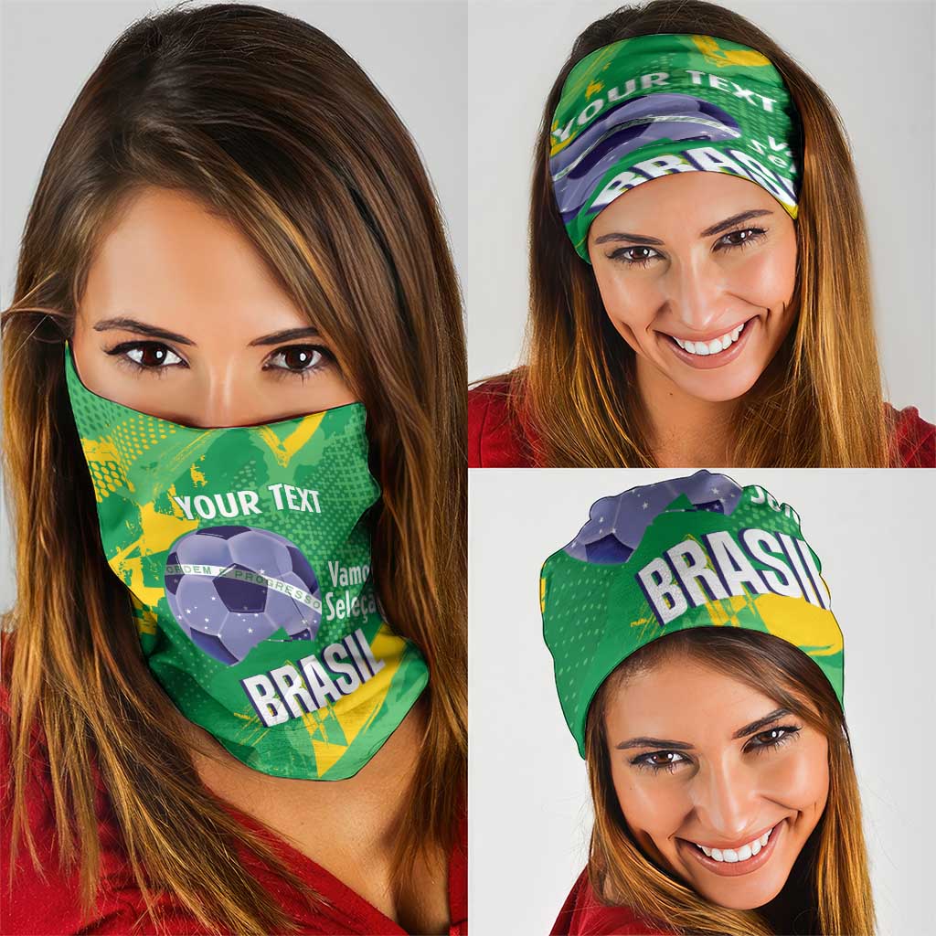 Custom Brazil Football Neck Gaiter Vamos Selecao Brushes Style LT14